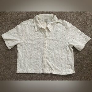 NWT Z Supply White Madrid Knit Eyelet Button-Up XS